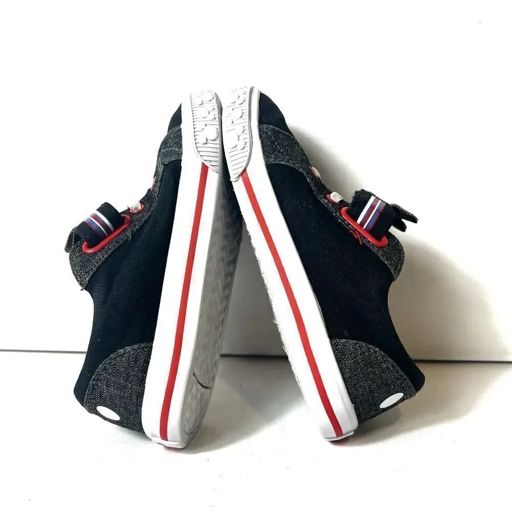 Disney Junior Mickey Kids Toddler 10 Black Canvas Classic Snap On Shoes Sneakers
